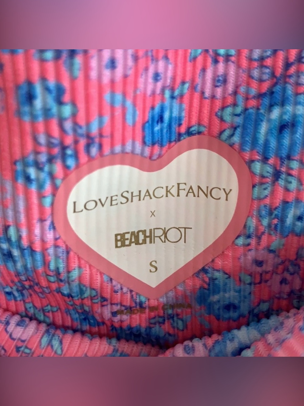 LoveShackFancy Pink Floral Leggings High Waisted Stretch Athleisure XS/S - Picture 8 of 9